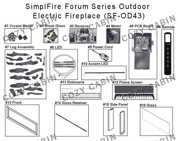 SimpliFire Forum Series Outdoor Electric Fireplace (SF-OD43) #SF-OD43